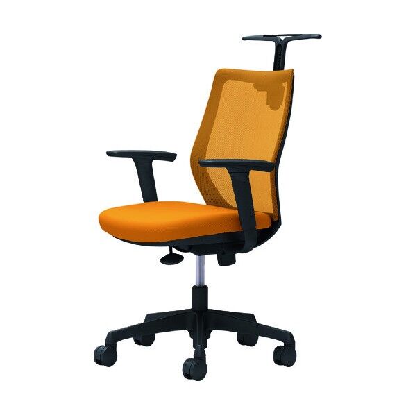 CG-M 可動肘 背メッシュ ハンガー有 ブラックボディ ナイロンキャスター オレンジ CG92ZR FZK8 1点