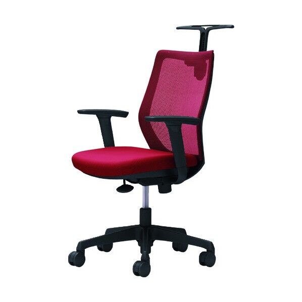 CG-M 可動肘 背メッシュ ハンガー有 ブラックボディ ナイロンキャスター レッド CG92ZR FZK9 1点