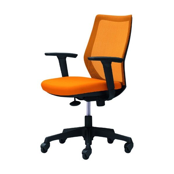 CG-M 可動肘 背メッシュ ハンガー無 ブラックボディ ゴムキャスター オレンジ CG91JR FZK8 1点