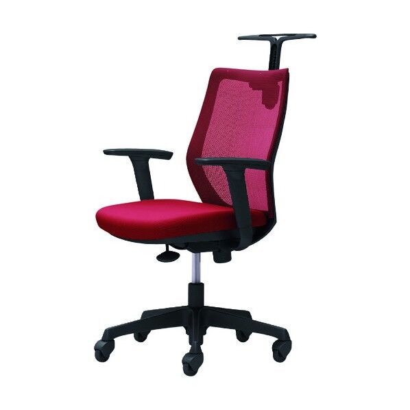 CG-M 可動肘 背メッシュ ハンガー有 ブラックボディ ゴムキャスター レッド CG92JR FZK9 1点