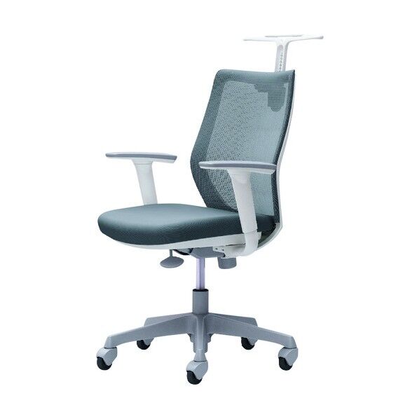 CG-M 可動肘 背メッシュ ハンガー有 ホワイトボディ ゴムキャスター グレー CG92XR FZK2 1点