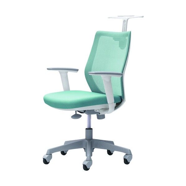 CG-M 可動肘 背メッシュ ハンガー有 ホワイトボディ ゴムキャスター セージ CG92XR FZK6 1点