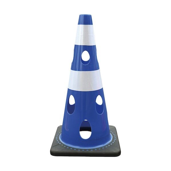 穴あきコーン 反射ホワイト ブルー 反射ホワイト ブルー 幅(mm):360 高さ(mm):700 CHR-700BL 1本