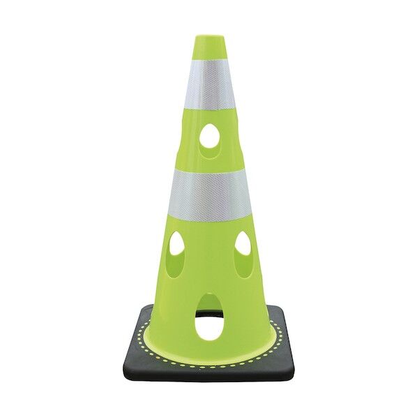 穴あきコーン 反射ホワイト グリーンイエロー 反射ホワイト グリーンイエロー 幅(mm):360、高さ(mm):700 CHR-700GY 1本