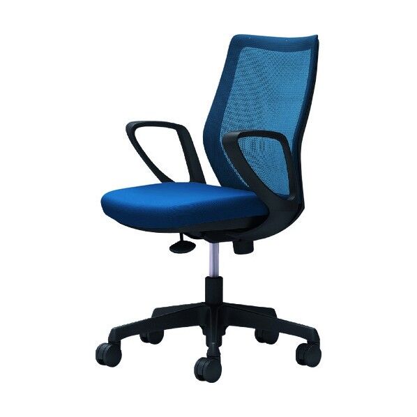 CG-M 固定肘 背メッシュ ハンガー無 ブラックボディ ナイロンキャスター ミディアムブルー CG21ZR FZK3 1点