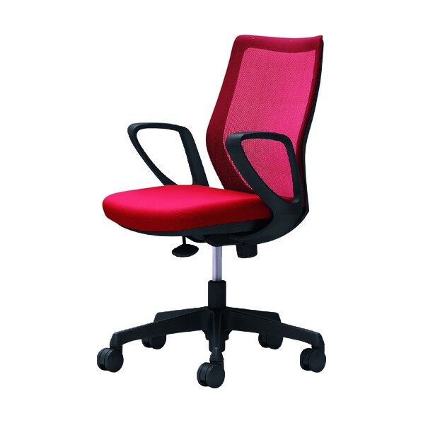 CG-M 固定肘 背メッシュ ハンガー無 ブラックボディ ナイロンキャスター レッド CG21ZR FZK9 1点