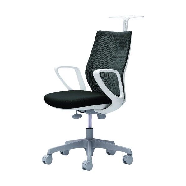 CG-M 固定肘 背メッシュ ハンガー有 ホワイトボディ ナイロンキャスター ブラック CG22WR FZK1 1点