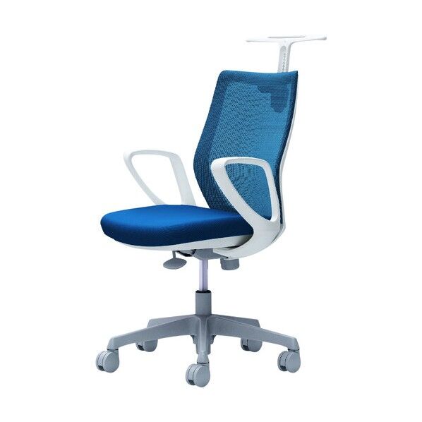 CG-M 固定肘 背メッシュ ハンガー有 ホワイトボディ ナイロンキャスター ミディアムブルー CG22WR FZK3 1点