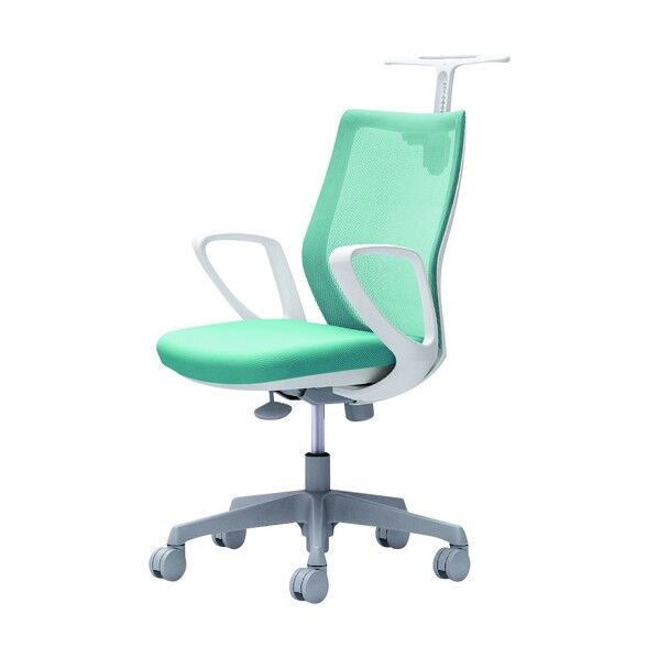 CG-M 固定肘 背メッシュ ハンガー有 ホワイトボディ ナイロンキャスター セージ CG22WR FZK6 1点