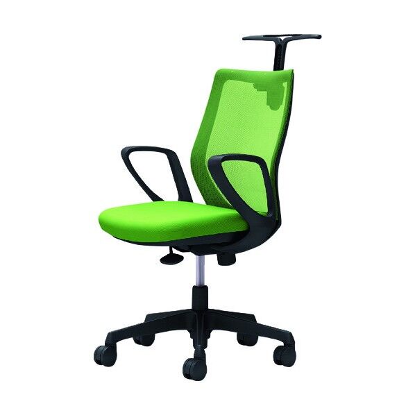 CG-M 固定肘 背メッシュ ハンガー有 ブラックボディ ナイロンキャスター ライムグリーン CG22ZR FZK5 1点