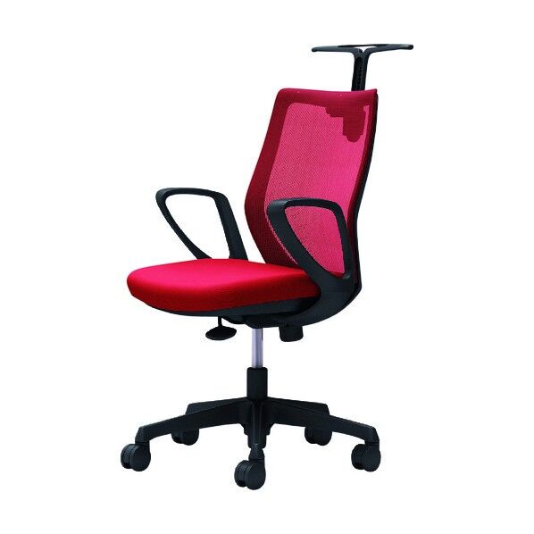 CG-M 固定肘 背メッシュ ハンガー有 ブラックボディ ナイロンキャスター レッド CG22ZR FZK9 1点