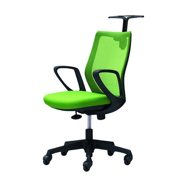 CG-M 固定肘 背メッシュ ハンガー有 ブラックボディ ゴムキャスター ライムグリーン CG22JR FZK5 1点