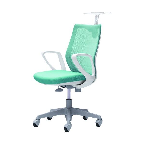 CG-M 固定肘 背メッシュ ハンガー有 ホワイトボディ ゴムキャスター セージ CG22XR FZK6 1点