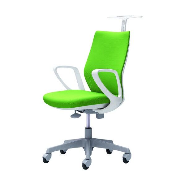 CG-M 固定肘 背パッド ハンガー有 ホワイトボディ ゴムキャスター ライムグリーン CG28XR FZH5 1点