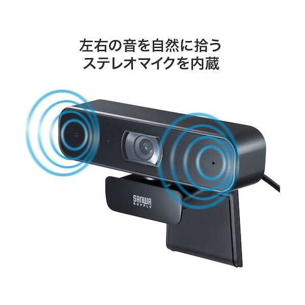 サンワサプライ ステレオマイク内蔵WEBカメラ CMS-V64BK   1点
