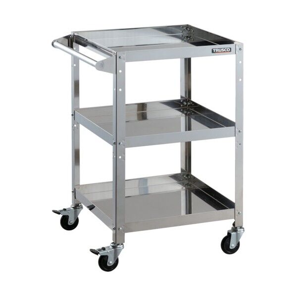 クリーンラビットワゴン (SUS304・ハンドル付) スチール金具 引出しなし