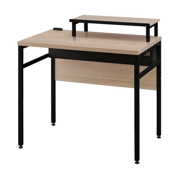 288717 電源タップ収納デスク モニター台付 ライトナチュラル/ブラック CSD-800M-B 1点