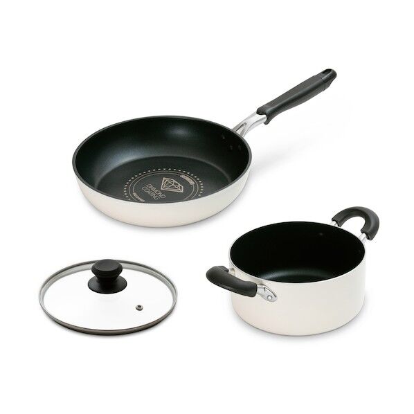 574114 ダイヤモンドコートフライパン・両手なべ 3点セット DCI-FR3S-W (574114) 1点
