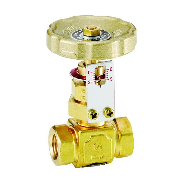 黄銅製ニードルバルブ3/8B 開度指示器付き DH-12GC-R 1点