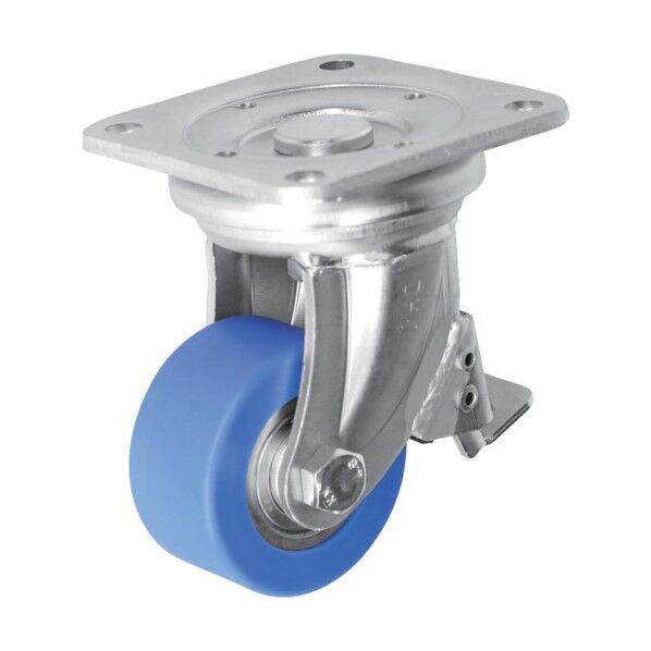 プレート式重荷重用キャスター(モノマーキャスティングナイロン車) 自在ストッパー付