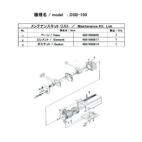 小型ドライ真空ポンプ用メンテナンスキット DSBシリーズ用