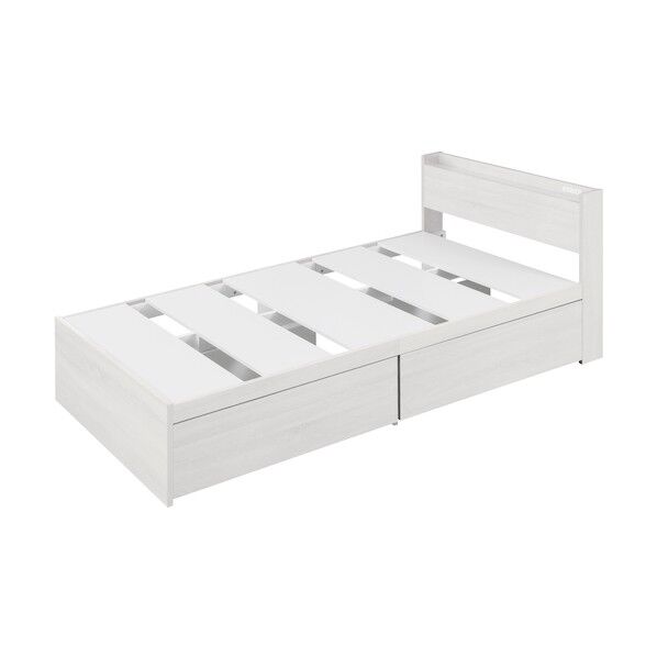 292713 大容量収納ベッド宮付き オフホワイト DSBM-S-OW 1点