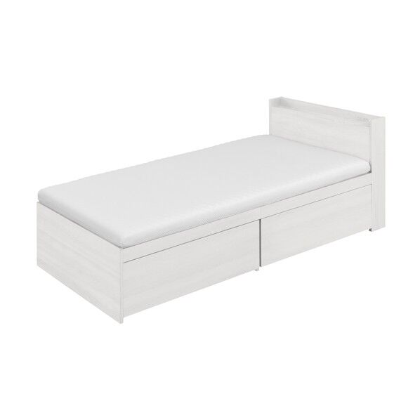 296358 ウレタンマットレス付き大容量収納ベッド宮付き オフホワイト SS DSBM-SS-OW 1台