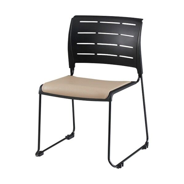 ループ脚会議用チェアー ベージュ 脚色ブラック E431F-B1-BE 1点
