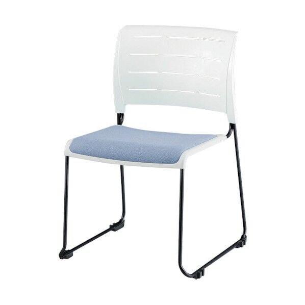 ループ脚会議用チェアー ライトブルー 脚色ホワイト E431-S3-LBL 1点