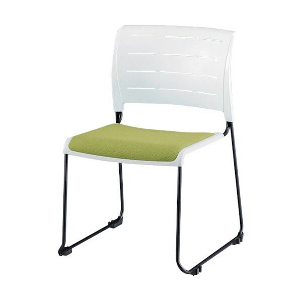 ループ脚会議用チェアー イエローグリーン 脚色ホワイト E431-S3-YGR 1点