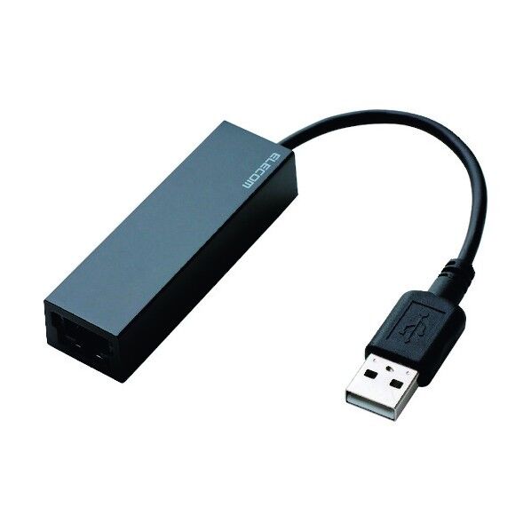 エレコム USB2.0 LANアダプター Type-A ブラック (W)約67×(D)約20×(H)約15mm(ケーブル部分を除く) EDCFUA2B 1