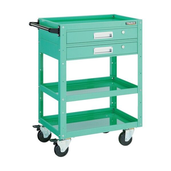 イーグルワゴン (ゴムキャスター4輪自在仕様・2段引出し付) 高さ880mm