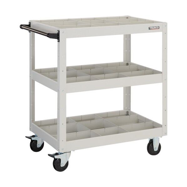 イーグルワゴン (ゴムキャスター・深型棚板3段・仕切板付)