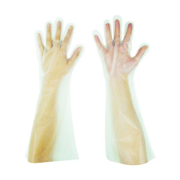 エンボス手袋ロング五本絞りクリア M 50枚