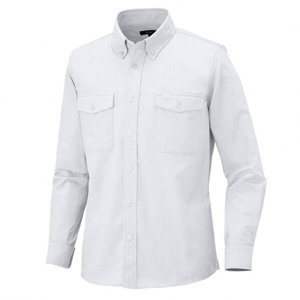 長袖オックスボタンダウンシャツ（両ポケットフラップ付）（男女兼用） 001ホワイト 4L 7880 1