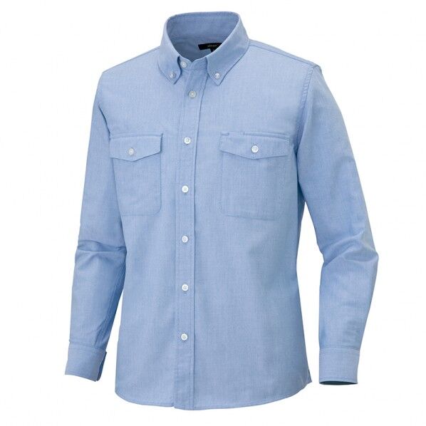 長袖オックスボタンダウンシャツ（両ポケットフラップ付）（男女兼用） 007サックス 3L 7880 1