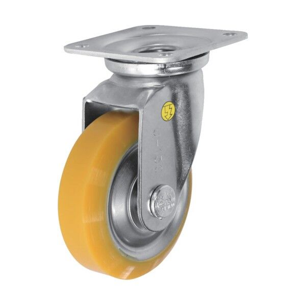 プレート式静電気帯電防止キャスター(プレス製ウレタン車) 自在