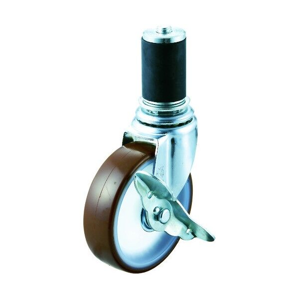 パイプ差し込み式キャスター ETFシリーズ (ナイロンホイールウレタン車) 自在ストッパー付