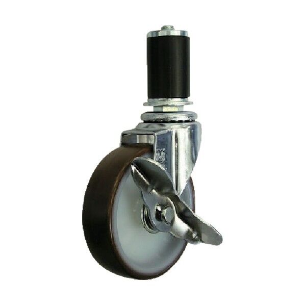 ゴムパイプ22径差込みキャスターS付自在車100径ウレタン車輪