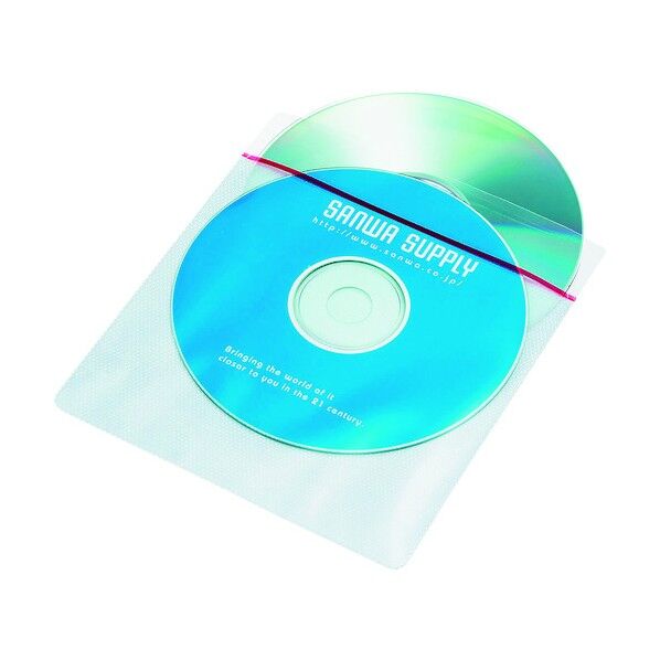 サンワサプライ 裏面シール付DVD・CD不織布ケース ティアテープ付 FCD-FT50W 50枚...