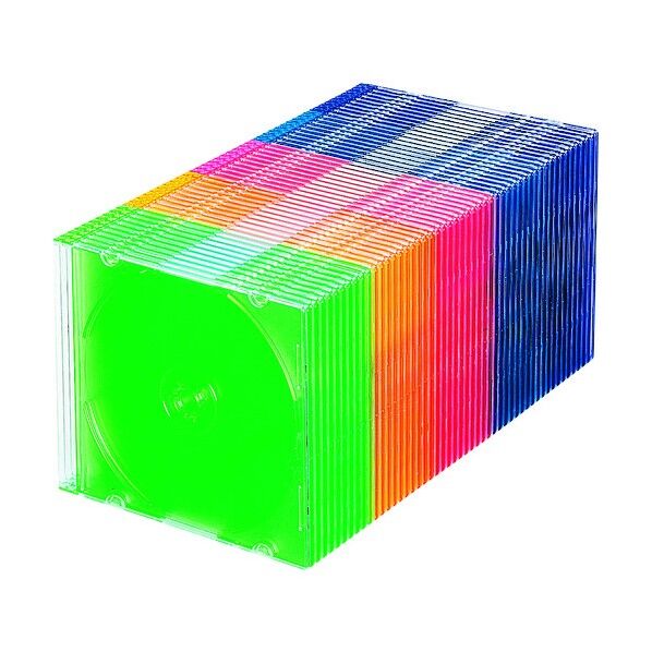 Blu-ray･DVD･CDケース スリムタイプ･5色ミックス FCD-PU50MXN 50枚
