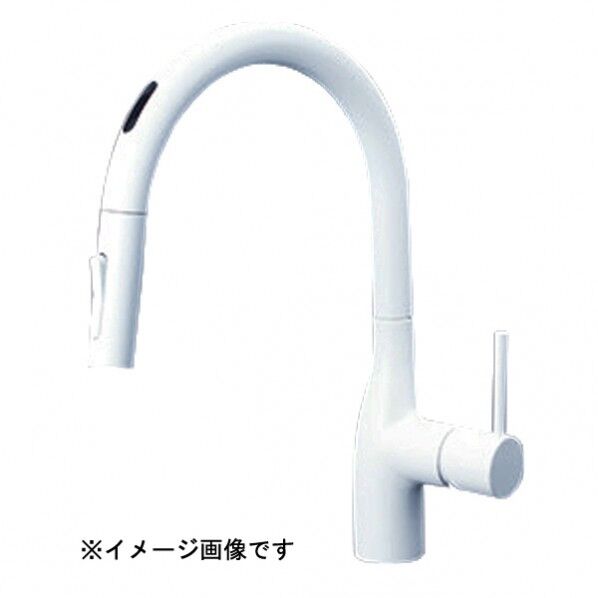 シングルシャワー付混合栓(センサー付)(eレバー)マットホワイト KM6071ECM4 1個