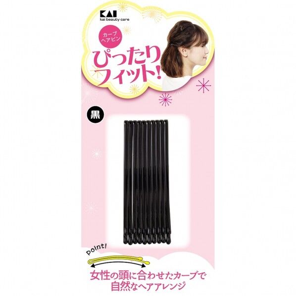 貝印 カーブヘアピン(黒) KQ3123 1個