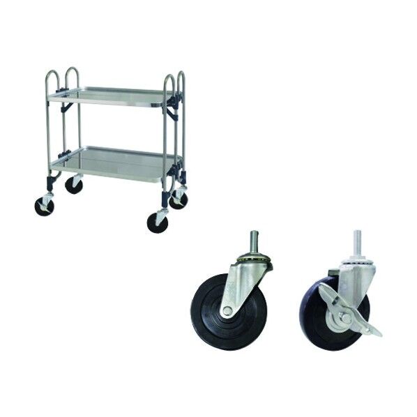 ステンレス 折りたたみ式ワゴン ゴムキャスター仕様 FEAM-2GM 1点