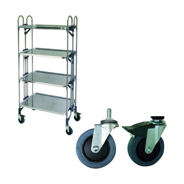 ステンレス 折りたたみ式ワゴン 静かなキャスター仕様 FEAM-4SE 1点