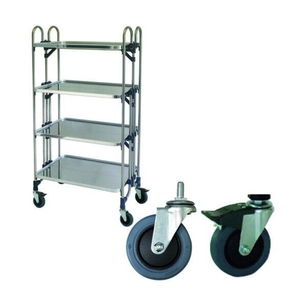 ステンレス 折りたたみ式ワゴン 静かなキャスター仕様 FEAW-4SE 1点