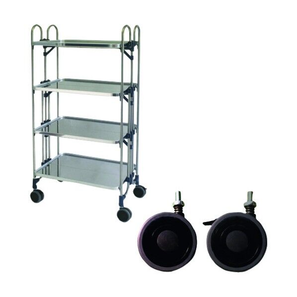 ステンレス 折りたたみ式ワゴン 振動吸収キャスター FEAW-4SP 1点