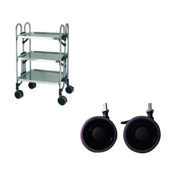 ステンレス パンチング折りたたみ式ワゴン 振動吸収キャスター FEOP-3SP 1点