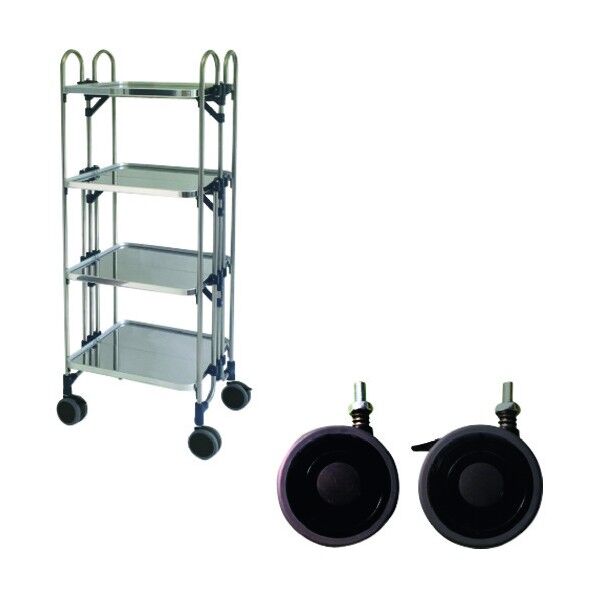 ステンレス パンチング折りたたみ式ワゴン 振動吸収キャスター FEOP-4SP 1点