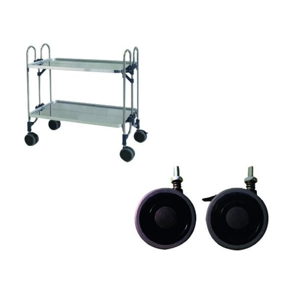 ステンレス パンチング折りたたみ式ワゴン 振動吸収キャスター FEOPW-2SP 1点